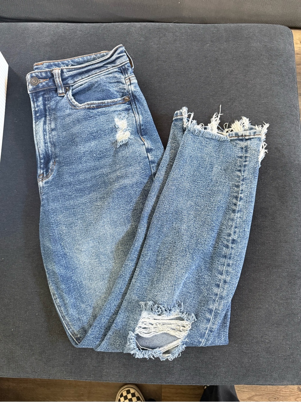 American Eagle Outfitters Distressed Blue Straight Leg Jeans